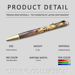 Stylo à bille promotionnel de luxe, stylos en bois stabilisé écologiques avec logo personnalisé gravé, stylet unique en bois de ronce - Product Image 2