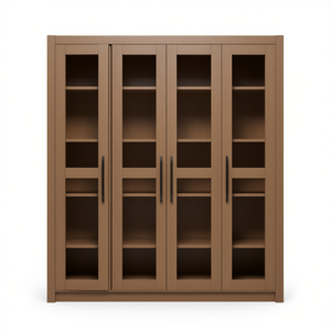 ตู้ห้องนั่งเล่นอเนกประสงค์แบบมีมือจับฝังพร้อมบานเปิด 4 บานและชั้นวางปรับระดับได้ 7 ชั้น - Product Image 2