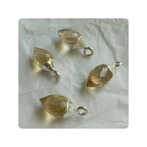 Briolette Faceted Lemon Topaz Trillion Bezel Gemstone <b>Connectors</b> and Gemstone Charms - Product Image 3