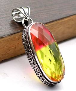 Tendance chaude bi-couleur Tourmaline Quartz Vintage collier en laiton pendentif fin femmes assorties pierres précieuses naturelles fêtes chrétiennes - Product Image 2