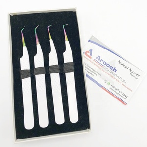 Pince à cils avec logo personnalisé en gros 45 & 90 degrés en acier inoxydable massif blanc pointes multipointues - Product Image 2