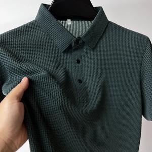 Polo informal de negocios para hombre, camiseta Polo de manga corta de verano con estampado de rayas simples, ropa de calle de moda, ropa grande de algodón - Product Image 3