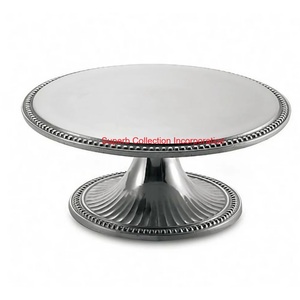 Venta al por mayor excelente colección incorporación diseño moderno martillado acero inoxidable redondo Pedestal soporte para pastel para boda y fiesta - Product Image 3