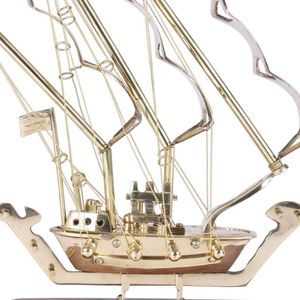 เรือใบทองเหลืองสีน้ำตาลและสีทองรูปปั้นทางทะเลทำจากโลหะทนทาน - Product Image 4