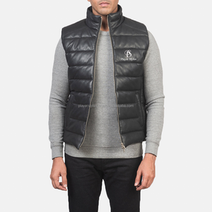 Chalecos de Cuero para Hombre, Casuales, Resistentes al Viento, Reversibles, Transpirables, sin Mangas, para Invierno, con Bloques de Color, Cuello en V, Cierre de Cremallera - Product Image 1