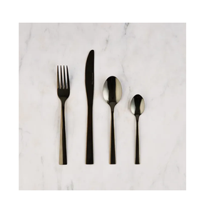 Ensemble de couverts en acier miroir enduit de poudre noire du meilleur fournisseur en Inde Ensemble de couverts uni Ensemble de couverts de couleur noire - Product Image 1