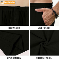 Pantalon de jogging pour homme SAMAVIA, taille haute, décontracté, brodé, vintage, en toile tricotée, coupe droite, en tissu hybride doux et confortable
