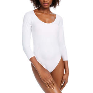 Bar III Body da donna taglie forti, scollo rotondo, bianco, intero, stile estivo, vestibilità aderente, in nylon e maglia, tinta unita e fantasia - Product Image 1