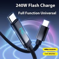 Nouveau design 240W câble de charge rapide à double TYPE-C avec affichage numérique câbles de données tressés compatibles pour ordinateur portable téléphone
