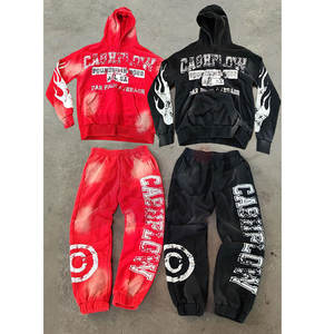 New Men's Tracksuit Acid Wash Set Premium Cotton OEM Custom Color Tracksuit Jogger & <b>Hoodie</b> Factory Wholesale <b>Gym</b> Casual - Product Image 1