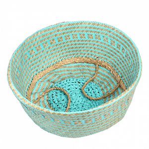 Panier en jonc de mer avec poignée tissée, panier de rangement polyvalent accessoire d'organisation de la maison très esthétique en gros disponible - Product Image 3