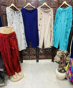 กางเกงขายาวแบบพันรอบสำหรับทุกเพศกางเกงเดินชายหาดแบบผ่าข้างปักด้วยมือใส่สบายกางเกงสำหรับใส่ในเทศกาลไซส์ XS สำหรับฤดูร้อน - Product Image 3