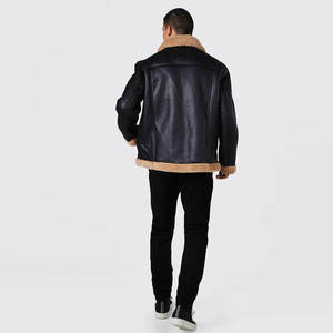 Dernier modèle Veste en cuir imperméable et lourde pour hommes en fausse fourrure High Street Regular Fit Winter Collection Leather Jacket - Product Image 4