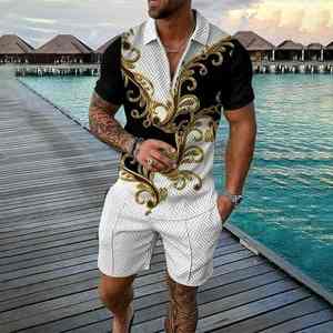 Survêtement personnalisé pour hommes 2025 Nouvelle broderie Sports Plus Size Gym 2 pièces Costume 3d Impression numérique Logo personnalisé Ensembles courts - Product Image 6