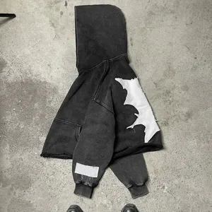 Nouveaux sweats à capuche brodés en détresse pull imprimé personnalisé 500gsm sweats à capuche 100% coton sweats à capuche respirants - Product Image 2