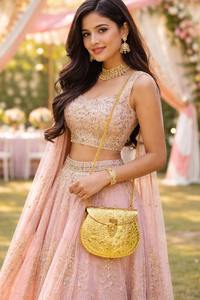 Bolso de Mano de Latón para Mujer, para Eventos Nocturnos y Bodas, con Correa Individual, Cierre de Solapa y Forro de Seda, Plegable, Portátil y Duradero, Capacidad de 1 a 1.9 Litros - Product Image 5