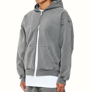 Streetwear 450gsm 100% Cotton Oversized <b>Mens</b> <b>Zip</b> <b>up</b> Hoodies Casual Blank Zippered Hoodie <b>Men's</b> Hoodies - Product Image 2
