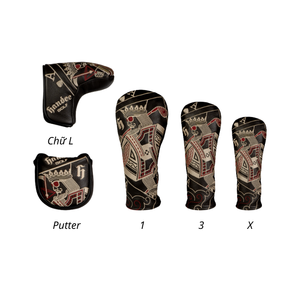 Juego de 5 Fundas para Cabeza de Silla Handee Art Deco, Serie Bocca Da Gai con Motivo de Hojas Intrincadas, Producto de Cuero Genuino - Product Image 2