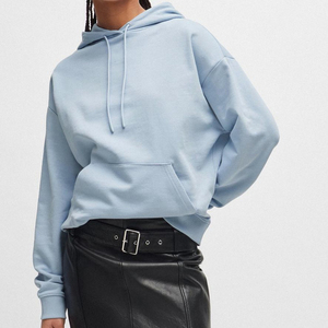 Sudadera de calle de alta calidad de color azul cielo informal de gran tamaño personalizada para mujer en Qasaab Gloves Company - Product Image 3