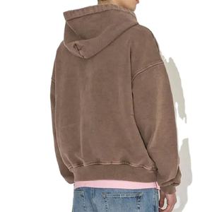 Haute qualité personnalisé surdimensionné 400Gsm poids lourd 100% coton éponge français lavage à l'acide blanc plaine goutte épaule fermeture éclair sweats à capuche - Product Image 2