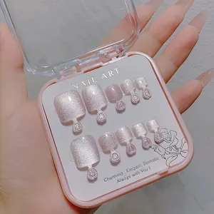 <span class=keywords><strong>Uñas</strong></span> postizas de ojo de gato de cristal, <span class=keywords><strong>uñas</strong></span> postizas artificiales hechas a mano, diseños de <span class=keywords><strong>uñas</strong></span> cortas y <span class=keywords><strong>hermosas</strong></span>, prensa en los dedos de los <span class=keywords><strong>pies</strong></span>, <span class=keywords><strong>uñas</strong></span> - Product Image 1