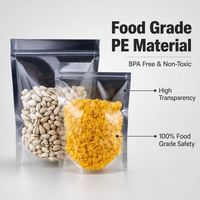 Pochette à bec verseur en PE de qualité alimentaire avec fermeture éclair, réutilisable, étanche, pour céréales et noix, supportant l'impression personnalisée