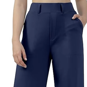 Pantalons décontractés pour femmes, coupe large, style business, coupe droite, à enfiler, pantalons de travail avec poches, nouvelle arrivée, directement de l'usine - Product Image 1