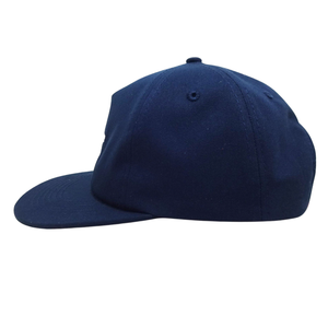 OEM ODM Custom 5 Panel <b>Navy</b> Blue Embroidered Snapback Cap Adjustable Strap Cotton Material Stylish for Streetwear Men and Women - Product Image 4