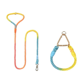 สายจูงสุนัขผ้าฝ้ายถักสีรุ้งแฮนด์เมด - สายจูงสุนัข Ombre - สายจูงสุนัข - Product Image 1