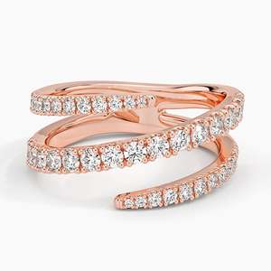 Anillo de compromiso de oro amarillo, blanco y rosa con diamante blanco cultivado en laboratorio, corte redondo, engaste en espiral y piedras incrustadas. - Product Image 5