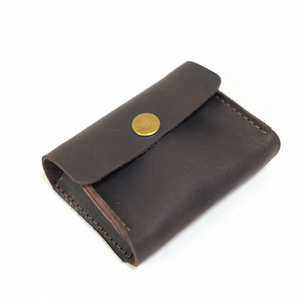 Elegante tarjetero de cuero genuino hecho a mano billetera delgada con bordes bruñidos organizador duradero para regalo - Product Image 1