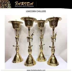 Ensemble de grands refroidisseurs de luxe Farida faits à la main Unique carré en laiton narguilé Shisha avec laque Technique Type droit vente en gros - Product Image 4
