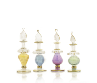 Ensemble de 6 flacons de parfum en verre égyptien soufflé à la main, décorés d'or 24 carats, Pyrex, tailles variées, 12 cm |   Bouteilles décoratives en gros