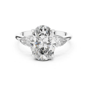 Anillo de Compromiso con Diamante Ovalado y en Forma de Pera Cultivado en Laboratorio, Oro Blanco de 14K |   Anillo de Oficina |   Nuevo Diamante Cultivado - Product Image 1