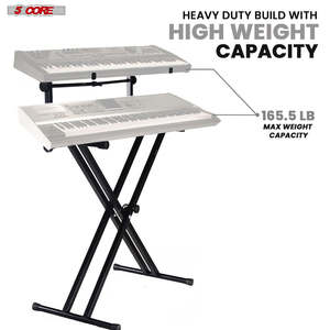 5 Core Keyboard <b>Stand</b> 2 Tier Doubled X Shape Adjustable Heavy Duty Key Board DJ <b>Controller</b> <b>Stands</b> - Product Image 4