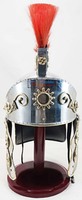 Casque de Chevalier Médiéval Romain en Acier, Armure Circulaire, Plume Rouge, Poli, Portable, Longue Durée de Vie, Cadeau de Noël, Personnage de Film/TV
