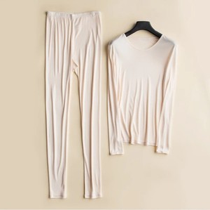 Algodón 100% algodón mujeres sin costuras invierno cálido adulto capa Base grueso algodón largo John conjunto ropa interior térmica conjunto - Product Image 6