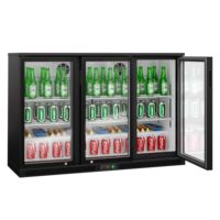 Réfrigérateur de bar commercial - 1350 mm - 320 L - avec 3 portes vitrées à charnières - Noir