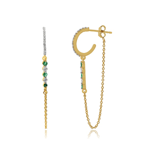 Elegant fine jewelry gold plated 925 sterling <b>silver</b> turquoise gemstone half hoop <b>earring</b> for <b>women</b> - Product Image 5