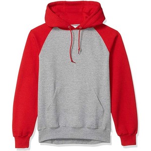 Sudadera con capucha para hombre, ropa de calle informal de color sólido, rojo y gris, con bolsillo canguro en blanco, 50% de algodón de alta calidad, 50% de forro polar - Product Image 1