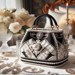 Bolso cubo elegante con bordado floral dorado y cobre brillante. Glamour moderno. Disponible a precios de mayoreo. - Product Image 2