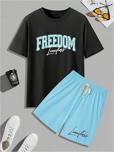 ชุดวอร์มลำลองสไตล์สตรีทแวร์สำหรับผู้ชายคุณภาพระดับพรีเมียมเสื้อยืดและกางเกงขาสั้นแฟชั่นกันลมและระบายอากาศได้พิมพ์ลายขนาดพิเศษ - Product Image 6