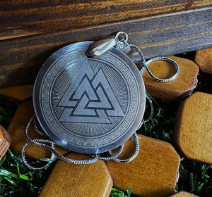 Custom Handmade Christian Viking Pendant Collectible Coin Shape Damascus Steel <b>Locket</b> Necklace - Product Image 3