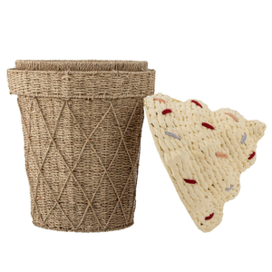 Joli panier de rangement en forme de crème glacée tissé mignon | Paniers en jacinthe d'eau tissés à la main pour salon chambre pépinière décor à la maison - Product Image 2