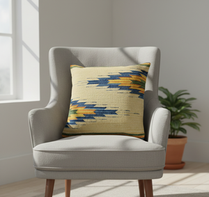 Funda de Cojín Moderna Personalizable de Algodón Tejido a Mano con Diseño Floral Cuadrado y Cierre de Cremallera - Product Image 3