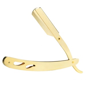 <b>Single</b> <b>Blade</b> Manual Folding Barber <b>Razors</b> Full Gold Plating Shaving <b>Razors</b> for Beauty Salons - Product Image 1