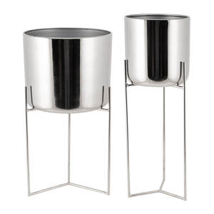 Juego de 2 macetas de flores de metal de calidad superior con soporte terminado chapado en oro para artículo de decoración de fiesta de Navidad de boda - Product Image 5