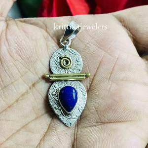 Pendentif Lapis Lazuli en argent sterling 925 avec coupe poire naturelle Bijoux fins avec réglage de lunette pour les fêtes Bijoux et breloques en gros - Product Image 2