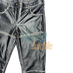 กางเกงยีนส์แบบผ่าข้างสำหรับผู้หญิงกางเกงเอวยาวปานกลางเอวแบนมีสีระบายด้านหน้าสำหรับฤดูหนาว - Product Image 6