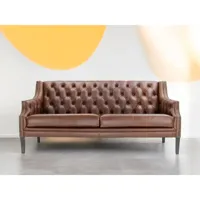 Chaise de salon en cuir marron et noir Czar Buff et canapé élégant pour le confort et le luxe